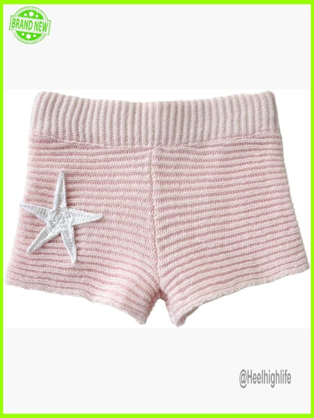 Low Rise Knit Mini Shorts with Starfish Patch Y2K Casual Summer Outfit